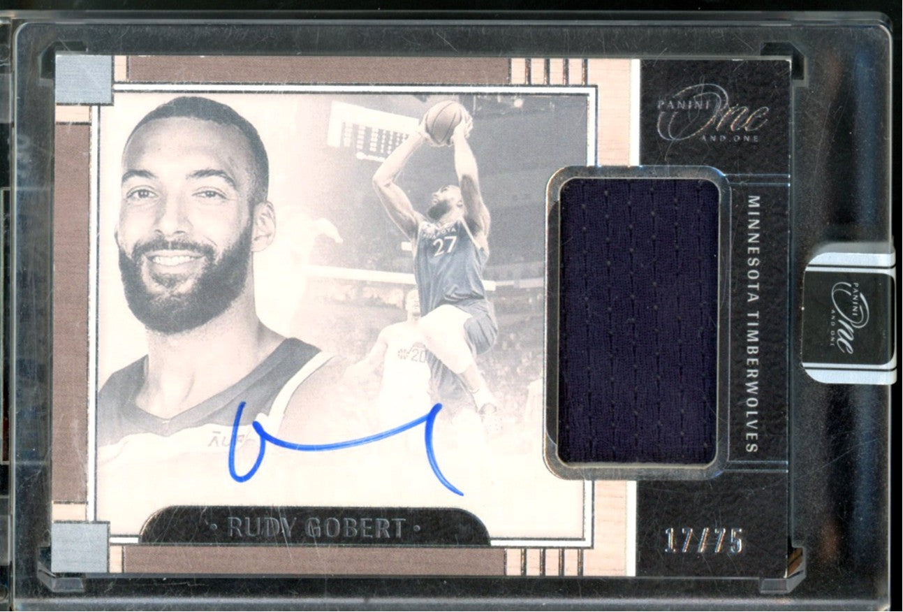 2023-24 PANINI ONE AND ONE RUDY GOBERT GAME WORN PATCH AUTO /75 #JA-RGB