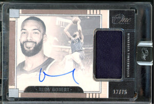 2023-24 PANINI ONE AND ONE RUDY GOBERT GAME WORN PATCH AUTO /75 #JA-RGB
