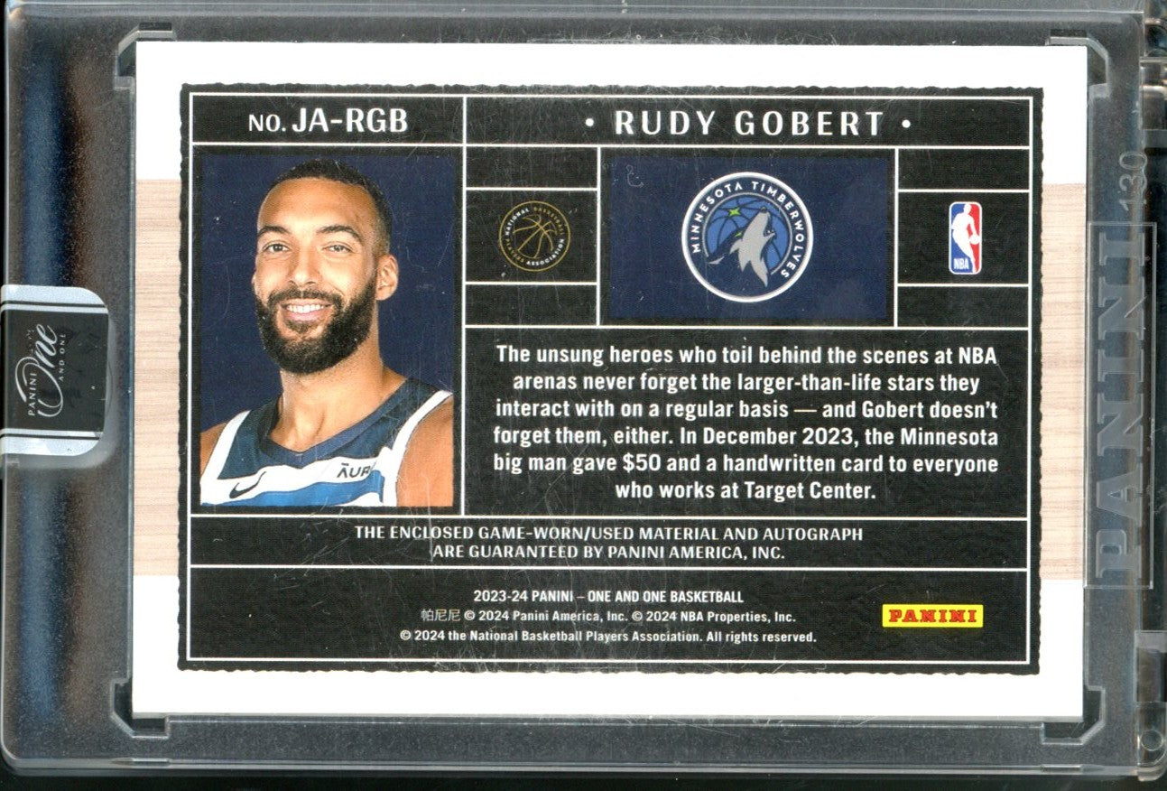 2023-24 PANINI ONE AND ONE RUDY GOBERT GAME WORN PATCH AUTO /75 #JA-RGB
