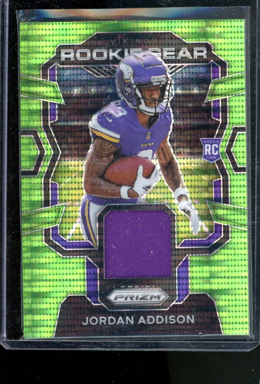 2023 PANINI PRIZM JORDAN ADDISON ROOKIE GEAR GREEN PULSAR
