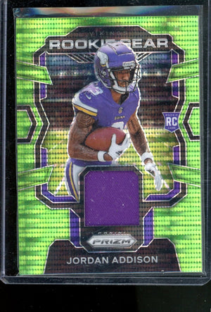 2023 PANINI PRIZM JORDAN ADDISON ROOKIE GEAR GREEN PULSAR