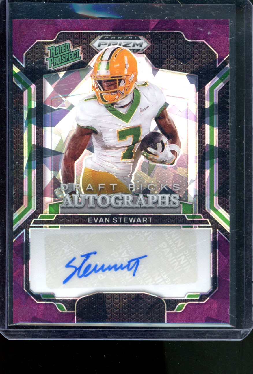 2025 PANINI PRIZM DRAFT EVAN STEWART RATED PROSPECT PURPLE ICE /50 AUTO
