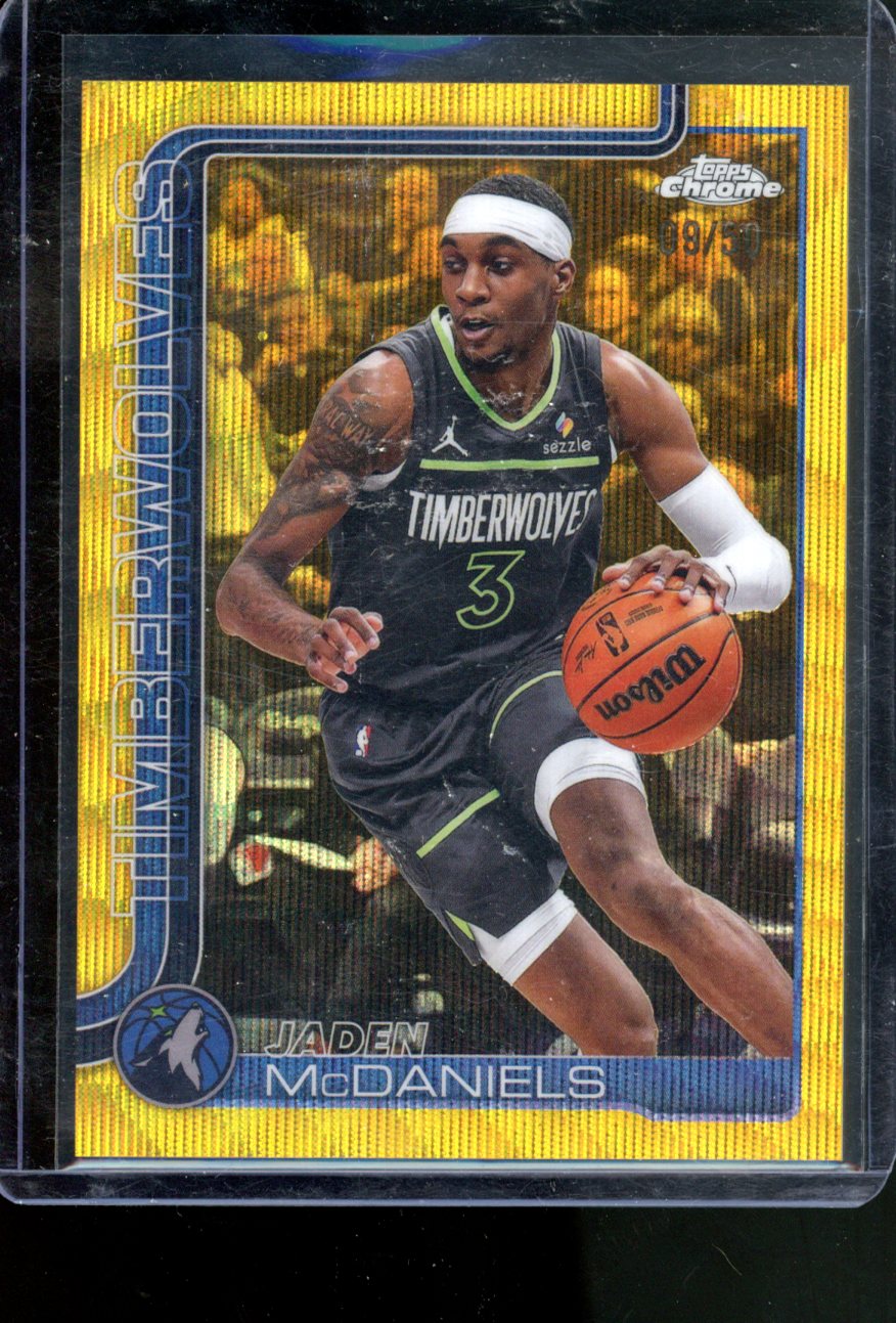 2025-26 Topps Chrome Jaden McDaniels Gold Wave Refractor #/50 Timberwolves