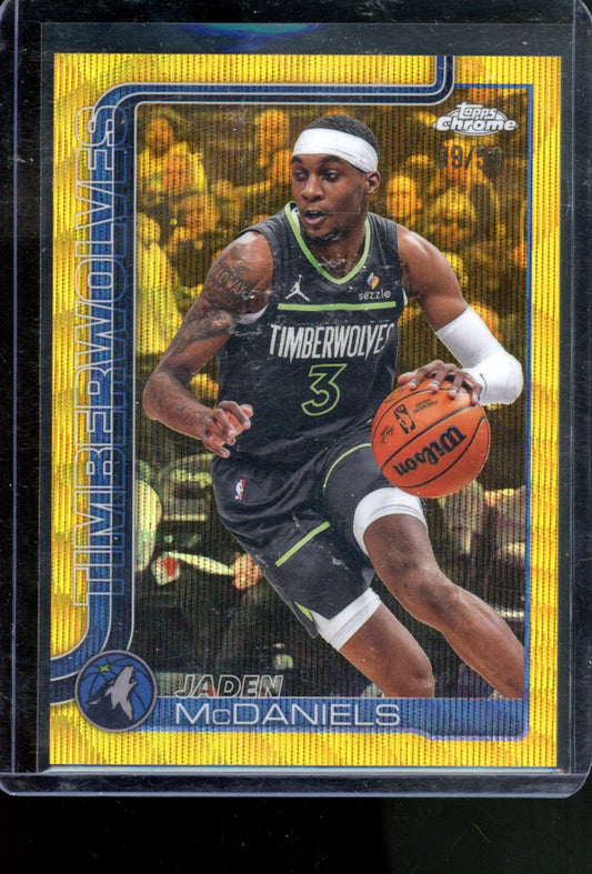 2025-26 Topps Chrome Jaden McDaniels Gold Wave Refractor #/50 Timberwolves