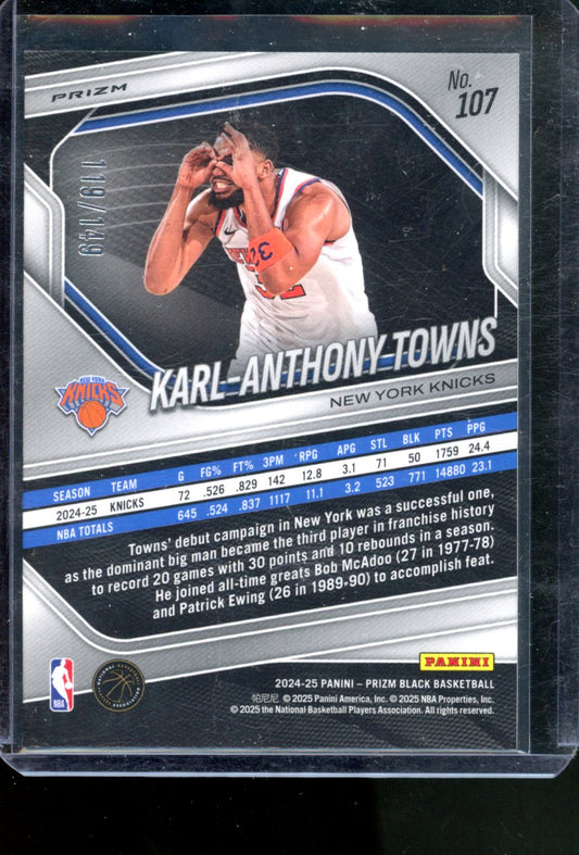 2024-25 Panini Prizm Black Purple Ice Prizm /149 Karl-Anthony Towns #10