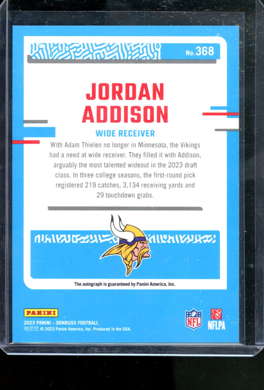 2023 PANINI DONRUSS FOOTBALL JORDAN ADDISON RATED ROOKIE AUTO BASE