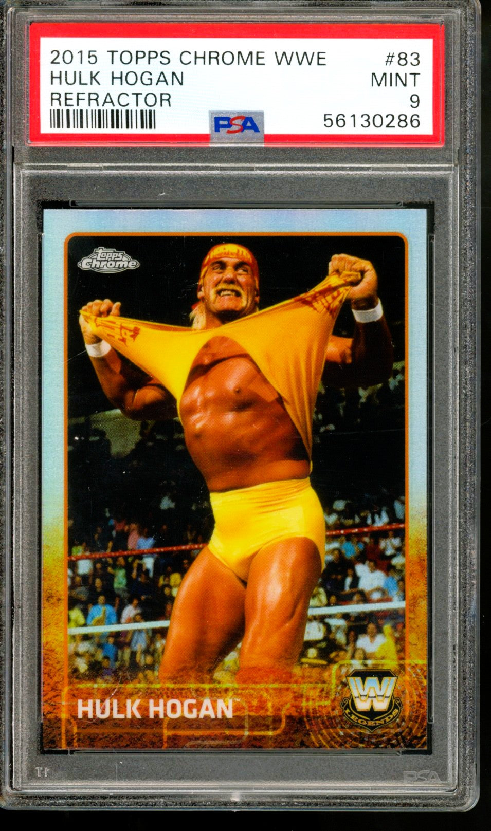 2015 TOPPS CHROME WWE HULK HOGAN REFRACTOR PSA 9