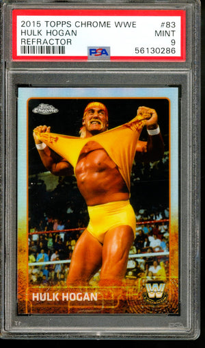 2015 TOPPS CHROME WWE HULK HOGAN REFRACTOR PSA 9