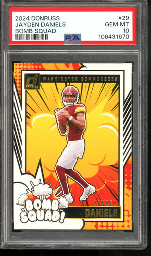 2024 DONRUSS JAYDEN DANIELS BOMB SQUAD RC PSA 10