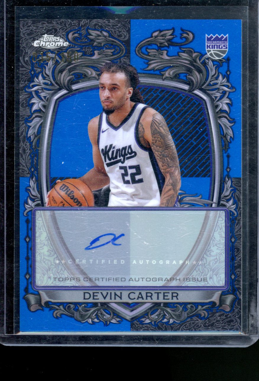 2025-26 TOPPS CHROME DEVIN CARTER BLUE SIGNATURE STYLE CARD /150