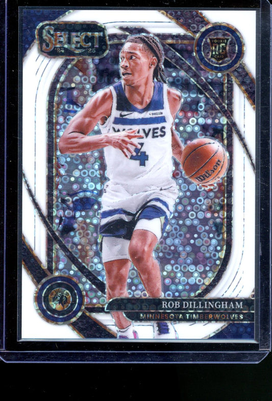 2024-25 PANINI SELECT ROB DILLINGHAM ROOKIE WHITE SPARKLE PRIZM /75 COURTSIDE