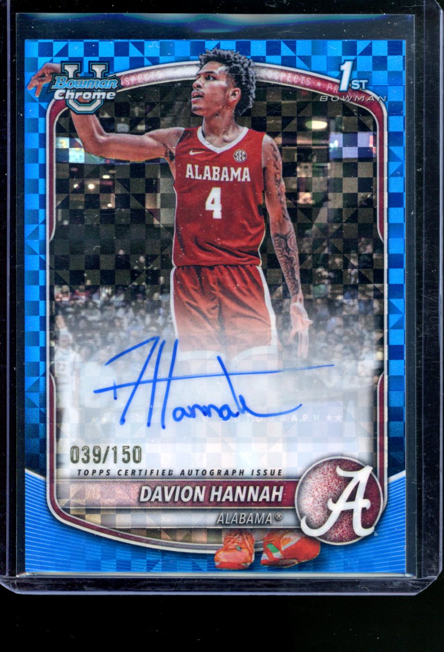 2025 TOPPS BOWMAN U CHROME 1ST BOWMAN DAVION HANNAH  BLUE XFRACTOR AUTO /150