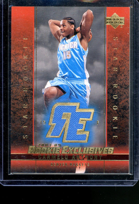 2003-04 UPPER DECK CARMELO ANTHONY ROOKIE EXCLUSIVES EVENT WORN JERSEY PATCH