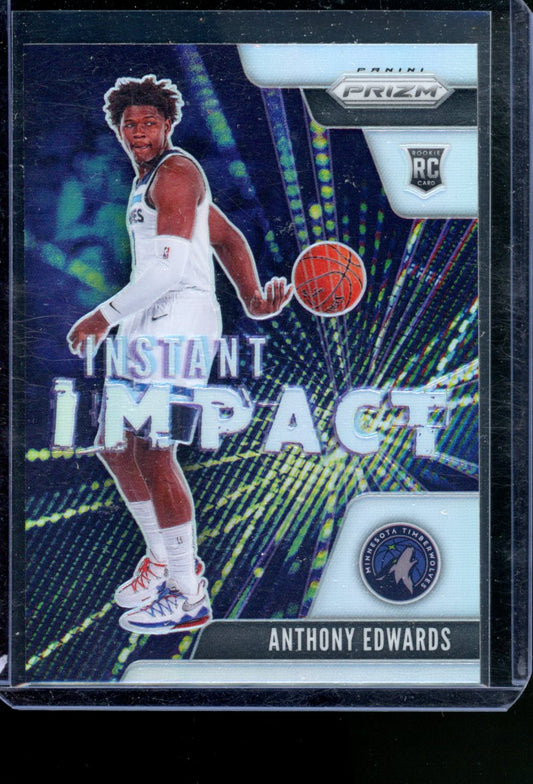 2020-21 PANINI PRIZM ANTHONY EDWARDS INSTANT IMPACT ROOKIE SILVER