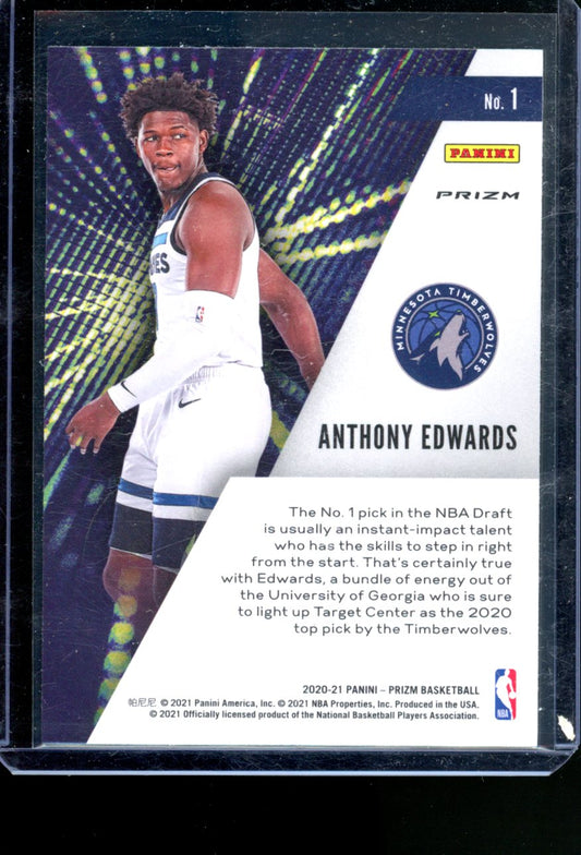 2020-21 PANINI PRIZM ANTHONY EDWARDS INSTANT IMPACT ROOKIE SILVER