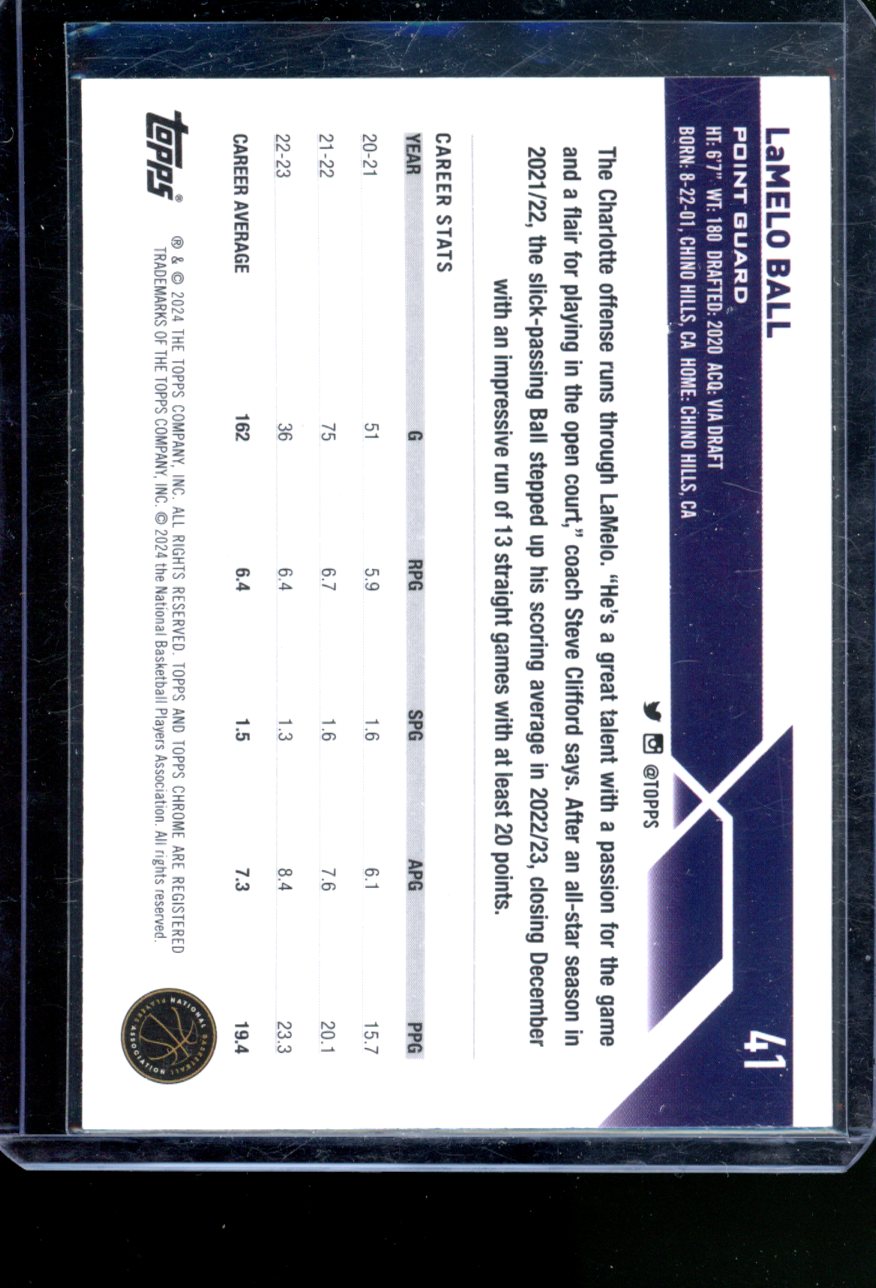 2023-24 TOPPS CHROME LAMELO BALL AQUA /199