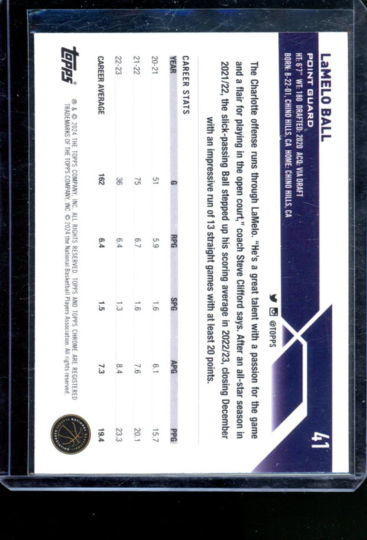 2023-24 TOPPS CHROME LAMELO BALL AQUA /199