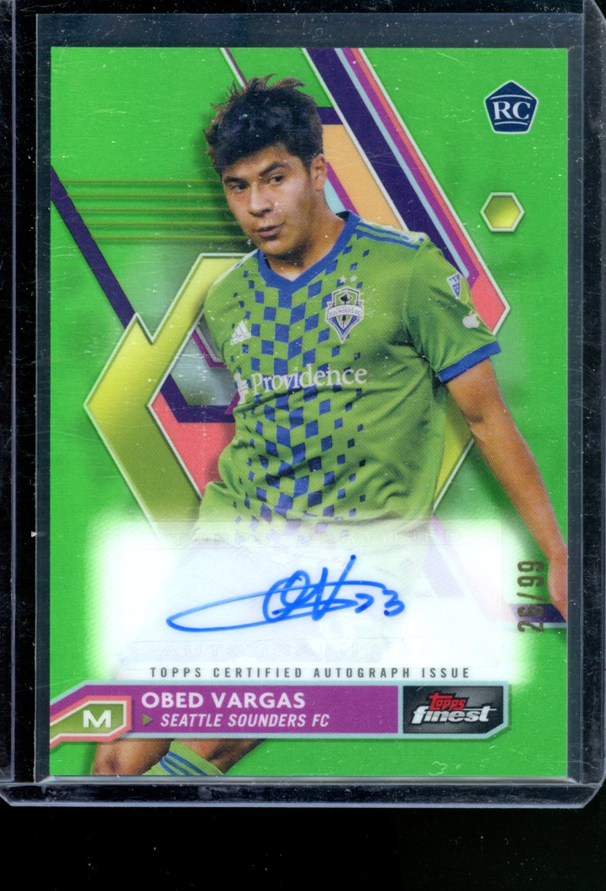 2023 TOPPS FINEST MLS OBED VARGAS RC GREEN AUTO /99 SEATTLE SOUNDERS