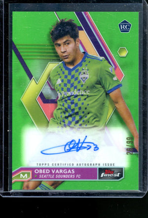 2023 TOPPS FINEST MLS OBED VARGAS RC GREEN AUTO /99 SEATTLE SOUNDERS