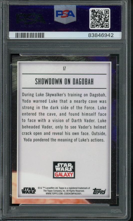 2023 STAR WARS GALAXY SHOWDOWN ON DAGOBAH ATOMIC REFRACTOR PSA 8