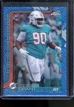 2025 TOPPS CHROME KENNETH GRANT RC BLUE LEATHER REFRACTOR /150