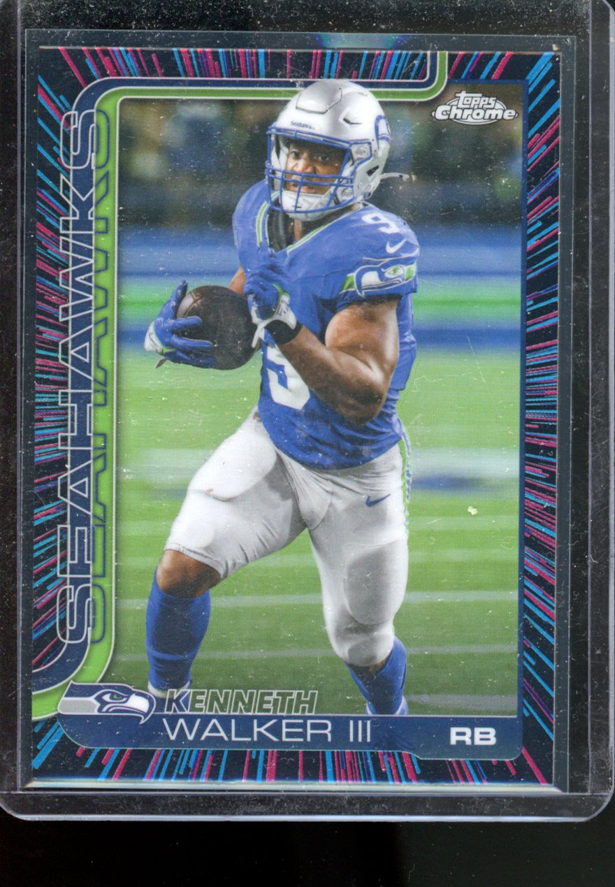 2025 TOPPS CHROME KENNETH WALKER III NEON PULSE REFRACTOR SUPER BOWL MVP