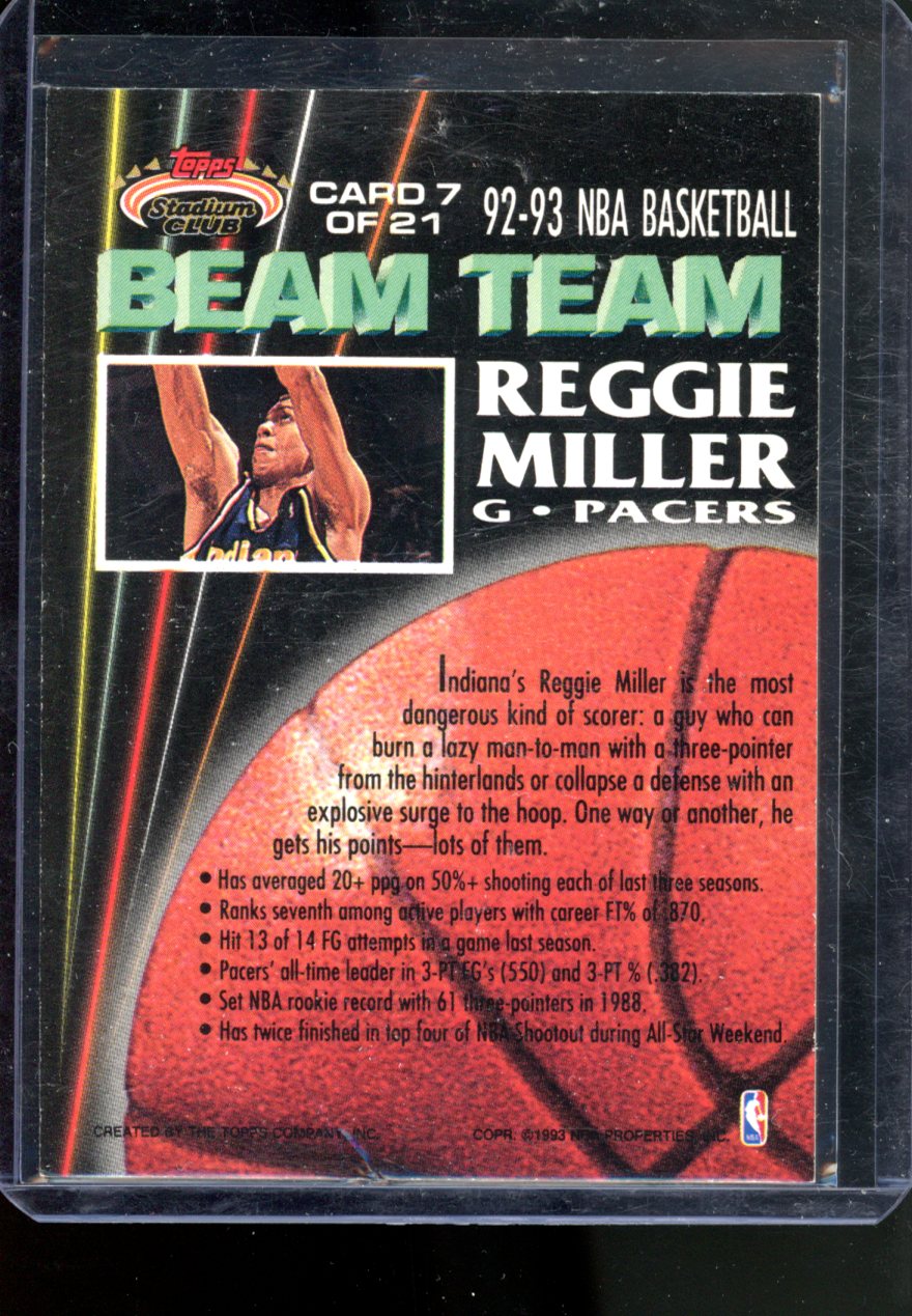 1992-93 TOPPS STADIUM CLUB REGGIE MILLER BEAM TEAM