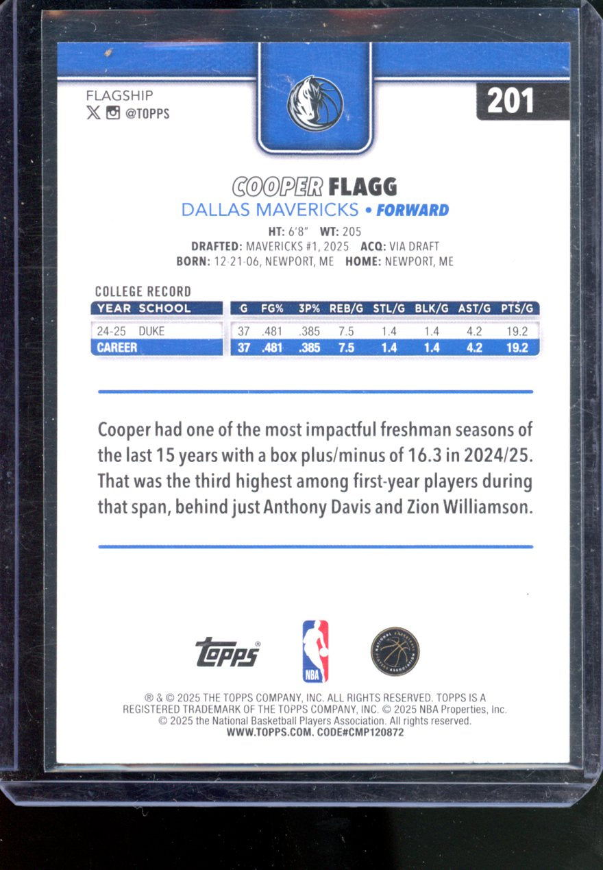 2025 TOPPS COOPER FLAGG ROOKIE BASE  #201