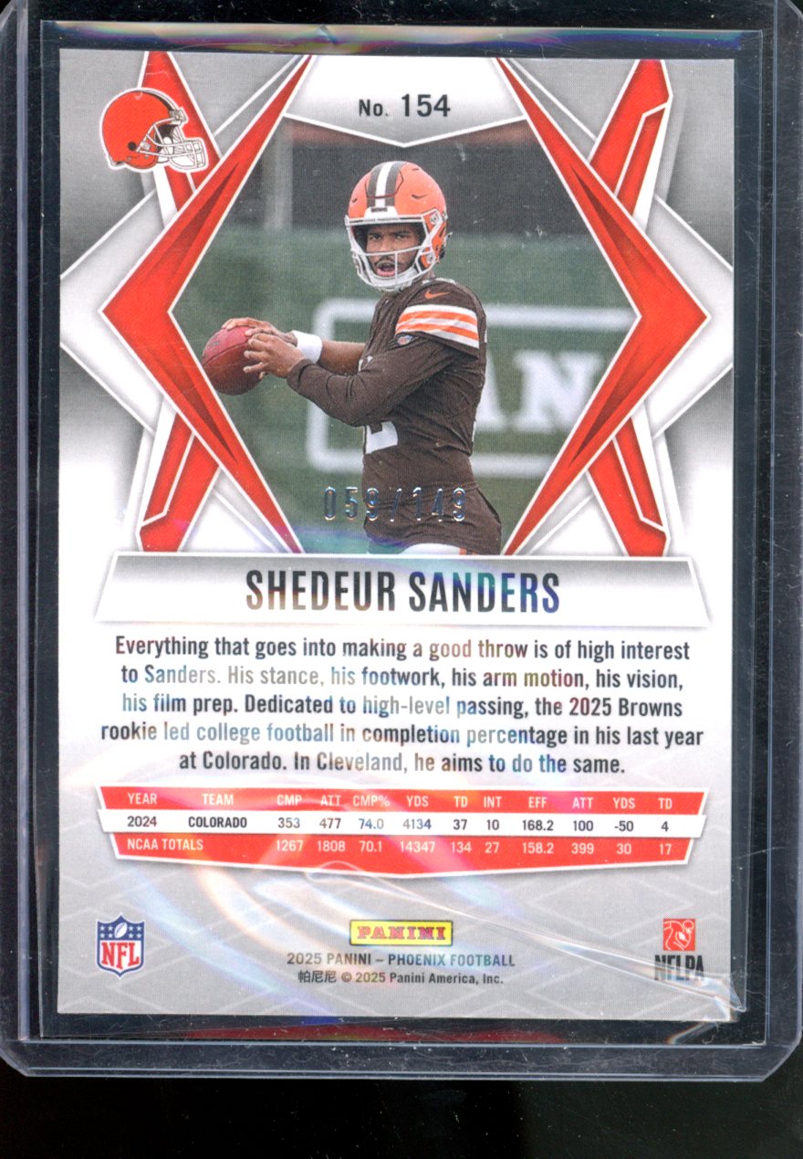 2025 PANINI PHOENIX #154 SHEDEUR SANDERS ROOKIE RC PHOENIX /149