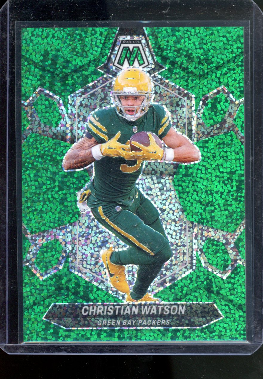 2024 PANINI MOSAIC CHRISTIAN WATSON GREEN SPARKLE PRIZM /8
