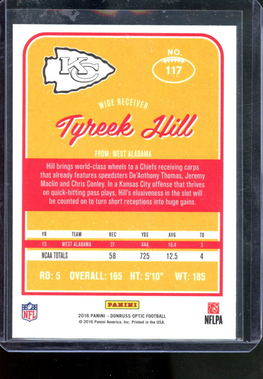 2016 DONRUSS OPTIC TYREEK HILL RED YELLOW HOLO ROOKIE CARD