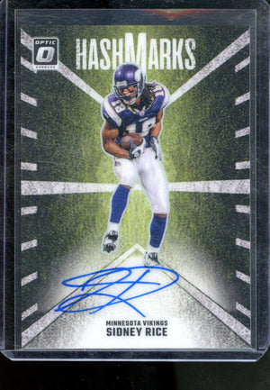 2024 PANINI DONRUSS OPTIC HASHMARKS SIDNEY RICE AUTO HOLO VIKINGS
