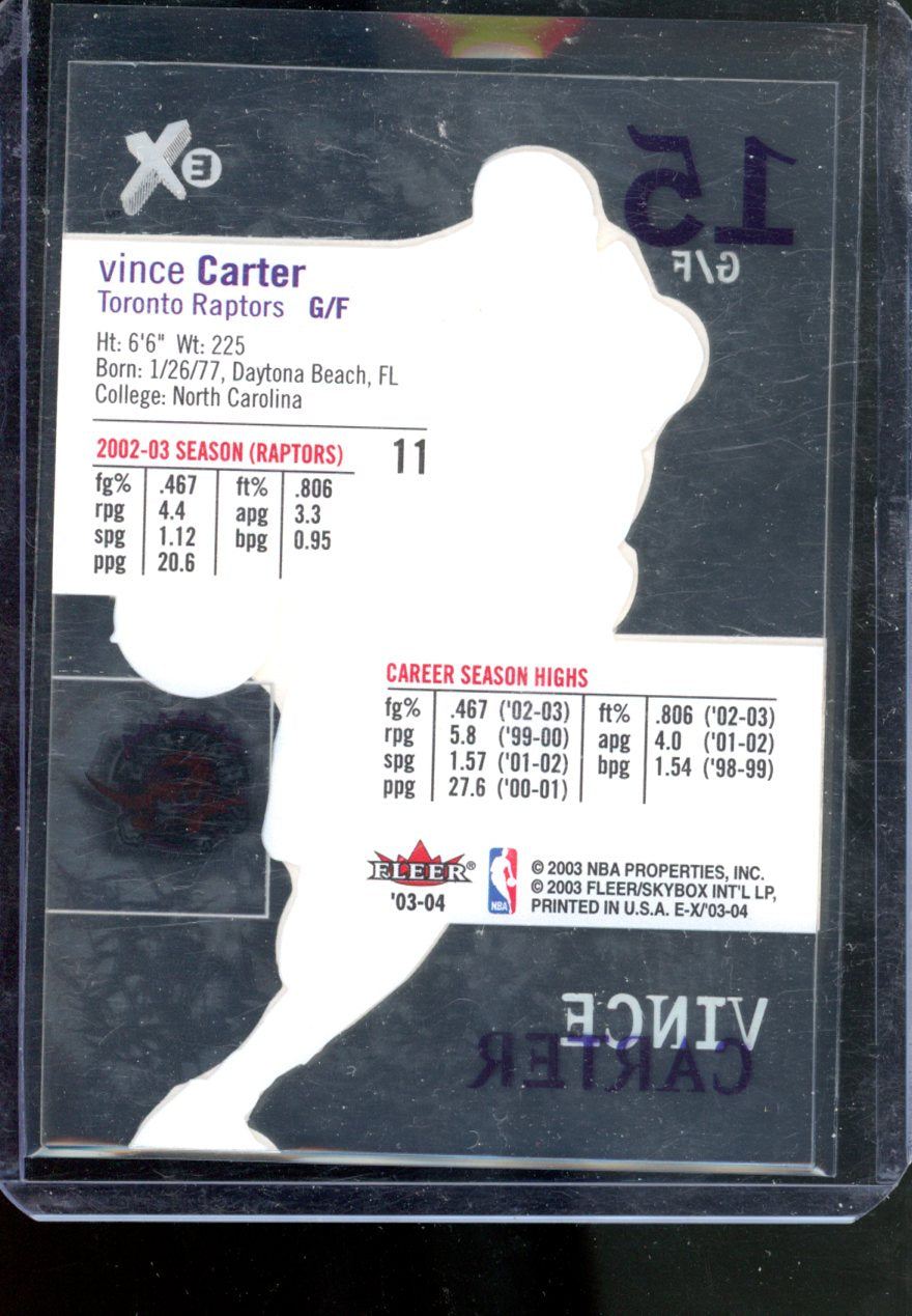 2003/04 Fleer E-X VINCE CARTER HOLO FOIL ACETATE RAPTORS HOF #11